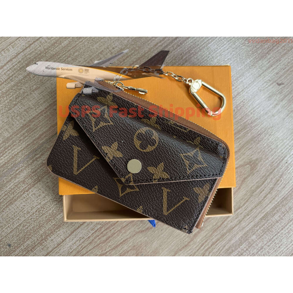 47c b01 Designer Wallet Womens Mini Zippy Organizer Bag Credit Card Holder Coin Purse Key Pouch Purses Keychain Bags Clutch with Box