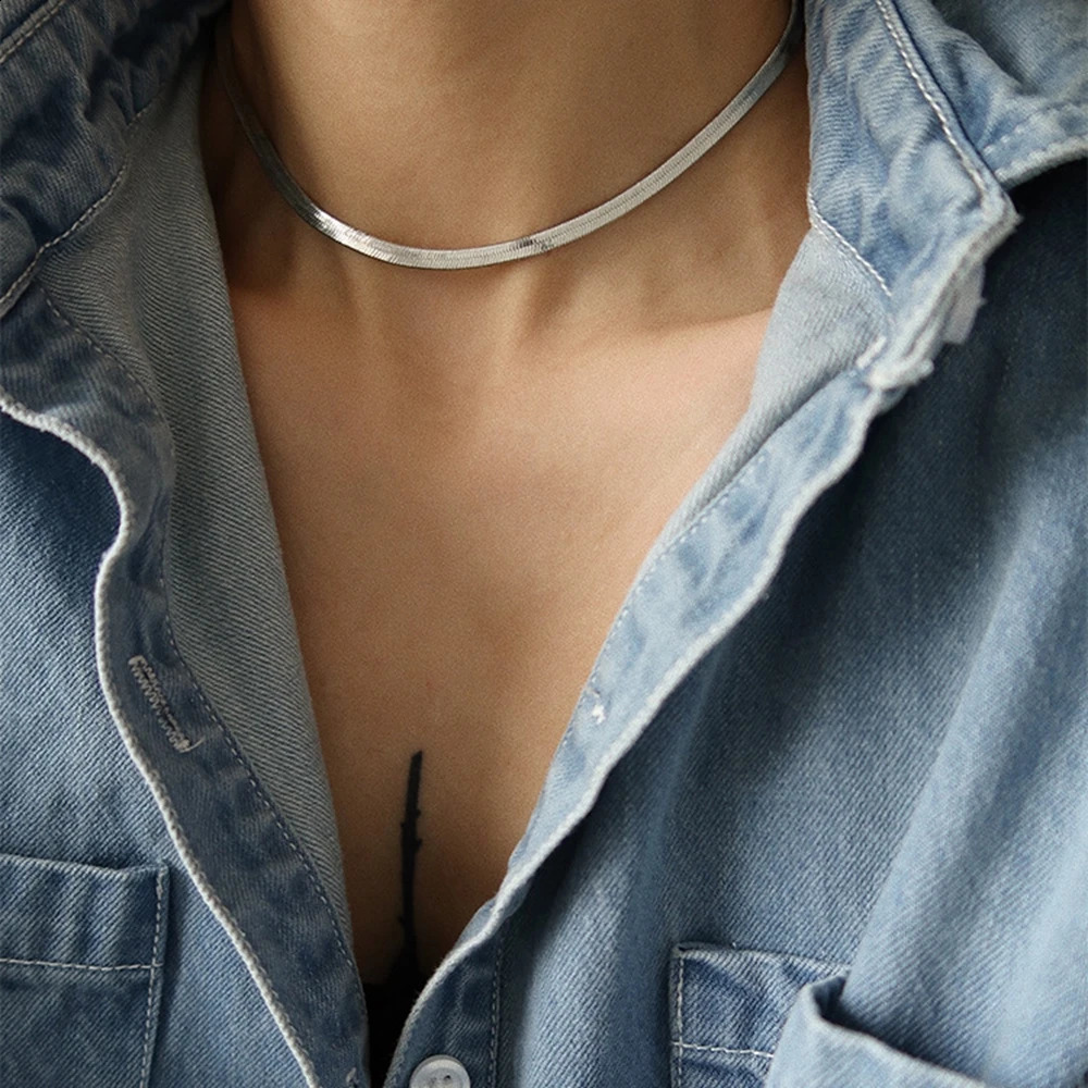 IPARAM Fashion Unisex Snake Chain Stainless Steel Necklace for Women Men Gold Color Silver Chains Choker Jewelry Gifts 250811