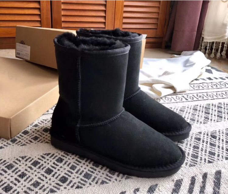 Classic Designer Women Knee Boots High Barrel Cow Split Snow Boots Warm Flat Soled Skid Proof Large Sized