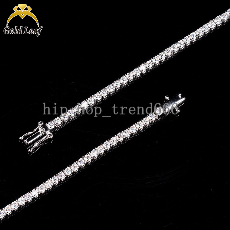 925 Sterling Silver Hip Hop Jewelry Gold-Plated 3mm 5mm Bracelet Necklace Certified VVS Moissanite Tennis Gifts Parties