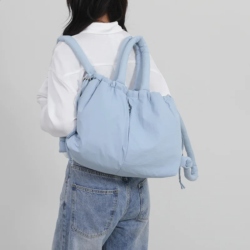 2024 Feather Cotton Women Large Capacity Lightweight Dual Purpose Shoulder Tote Bag Backpack Three Shoulder Strap Crossbody Bags250813