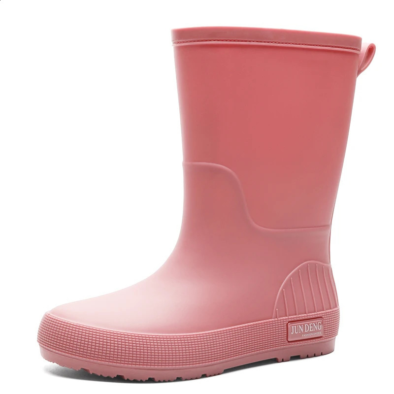 Faionable Ladies Mid-Calf Fce Lined Rain Boots Anti-Slip Kitchen Work ort Booties PVC Material Comfortable Slip-On oes 250815