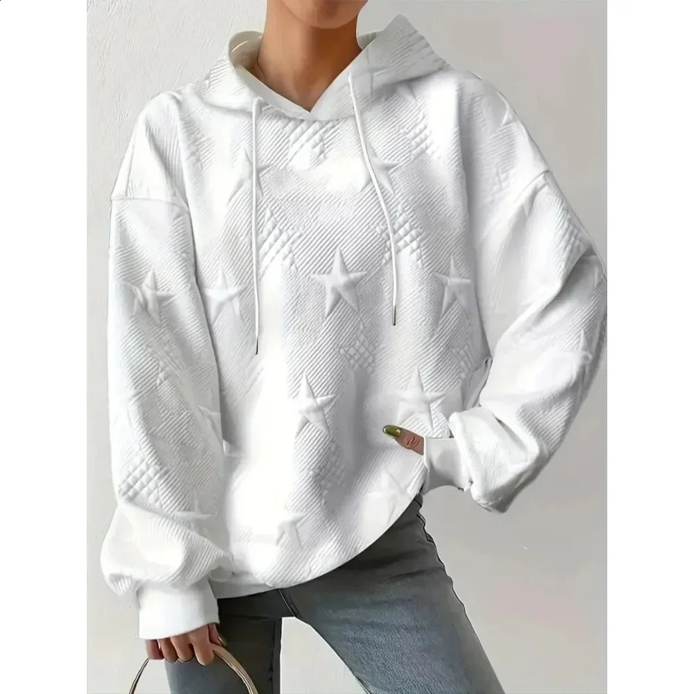 Plus Size 1XL5XL Women Fashion Long Sleeve Hoodie Ladies Casual Solid Color Loose Drawstring 250815