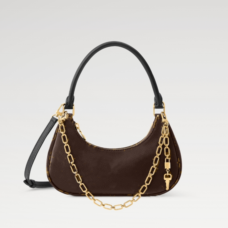 Fashion NEW M25223 Catchy PM handbag canvas cowhide gold-toned chain key-shaped charm shoulder bag Zipper closure Side sliding straps bags handbags