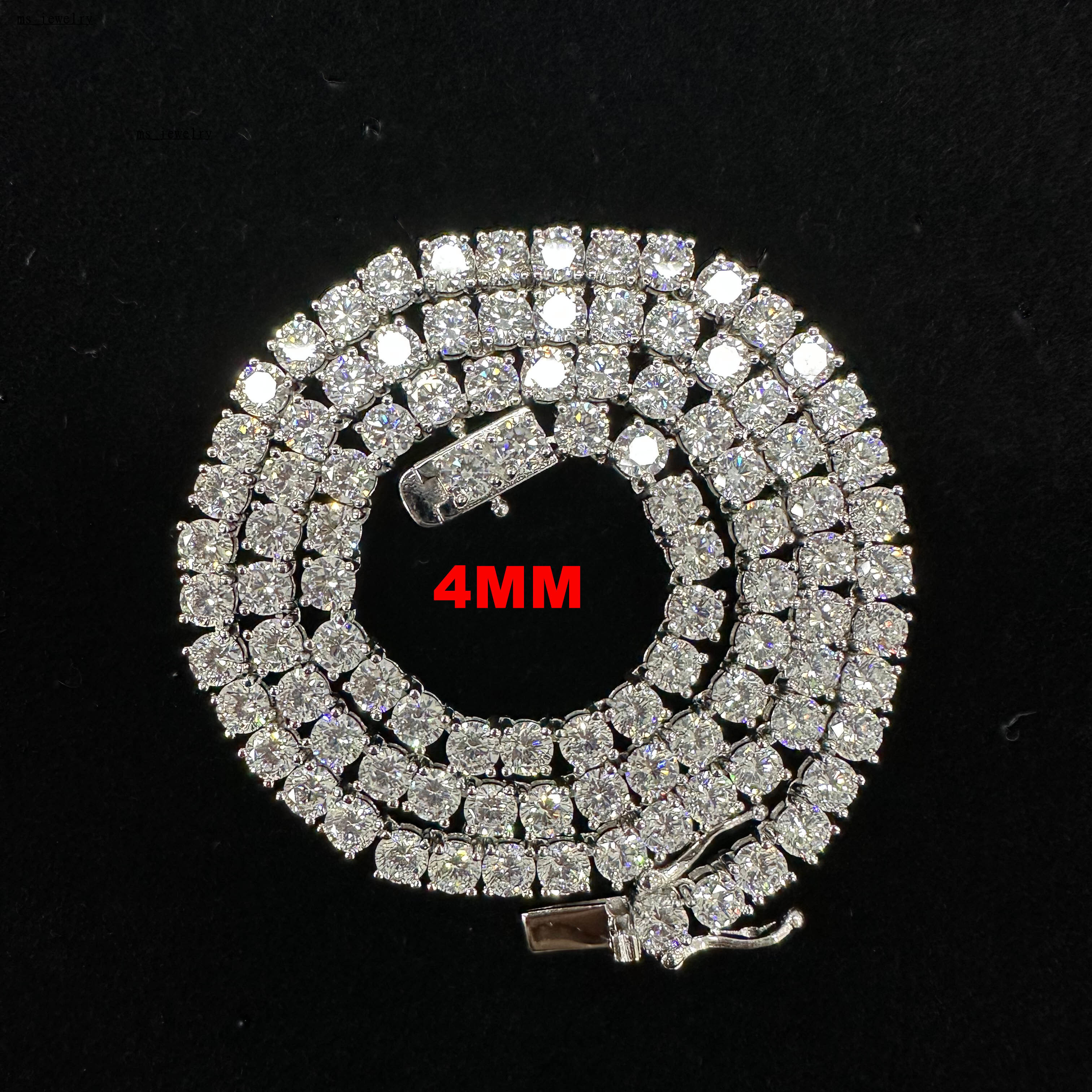 Wholesale Tennis Chain 4MM 925 Silver Miossanite Moissanite Necklace Women Men Jewelry