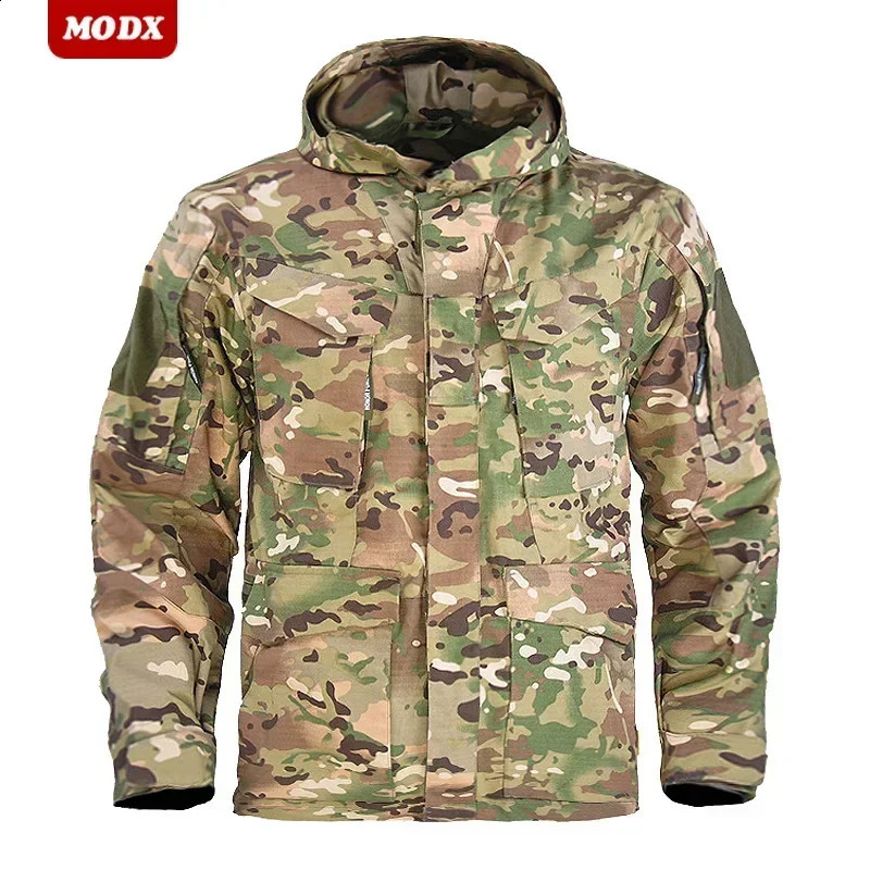 Men Spring Autumn Tactics Jacket Breathable Hooded Work Clothes Windbreaker Multi Pocket Wear Resistant Training Camouflage Coat 250811