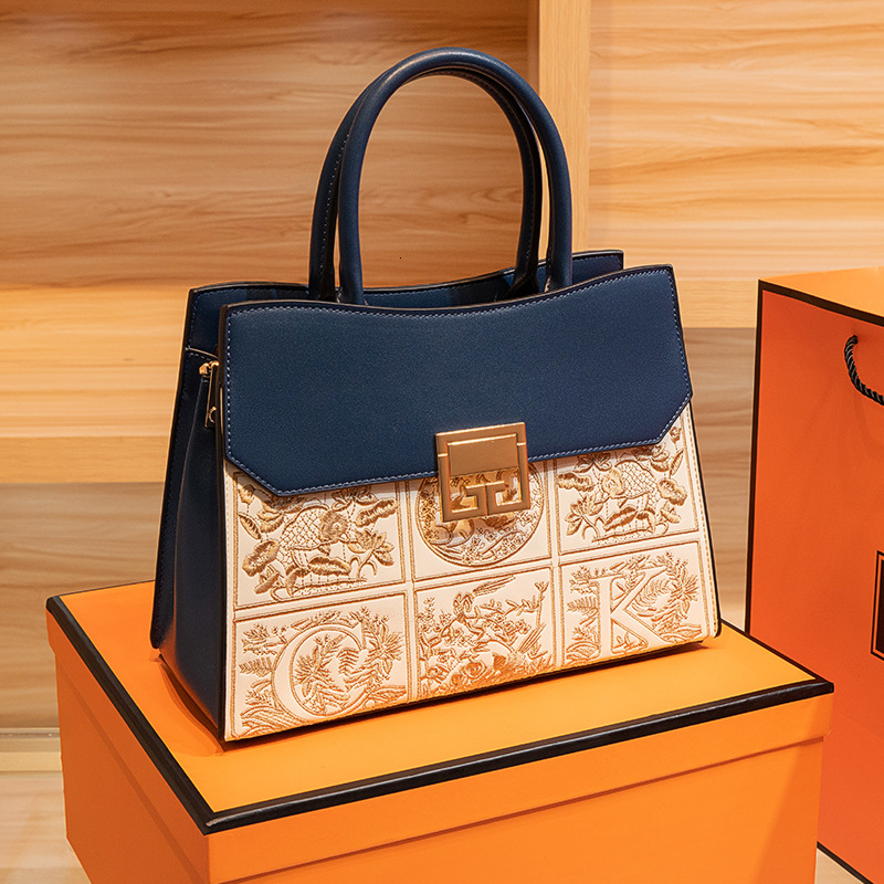 Gift Mom High-end Chinese Style Embroidery Handbag Wedding Large Capacity Middle-aged Women's Bag Mother's Day