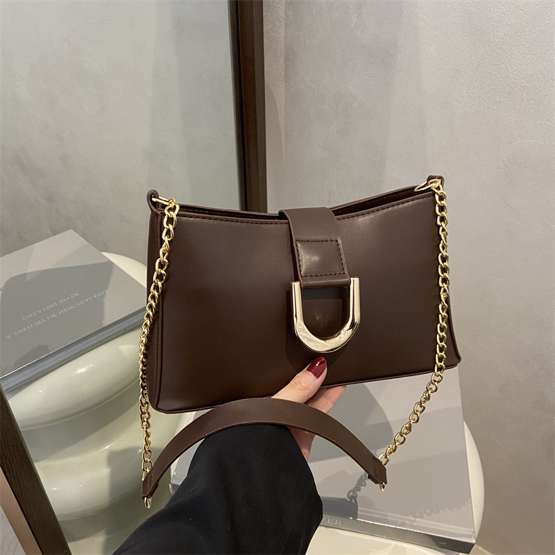 Solid Color Commuting 2025 New Fashion Summer Large Capacity Casual Chain Shoulder Crossbody Women's Bag