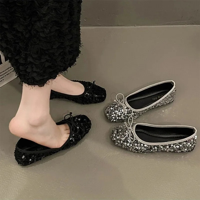 Shoes for Women Sequin Womens Flat Shoes Soft Non-slip Ballet Shoe Women Work Shoes Comfortable for Work 250814