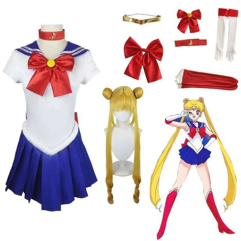 Japanese Anime Sailor Halloween Cosplay Costume, Wig, Wild Moon Uniform, Women's Carnival Party, Christmas Sexy Costume