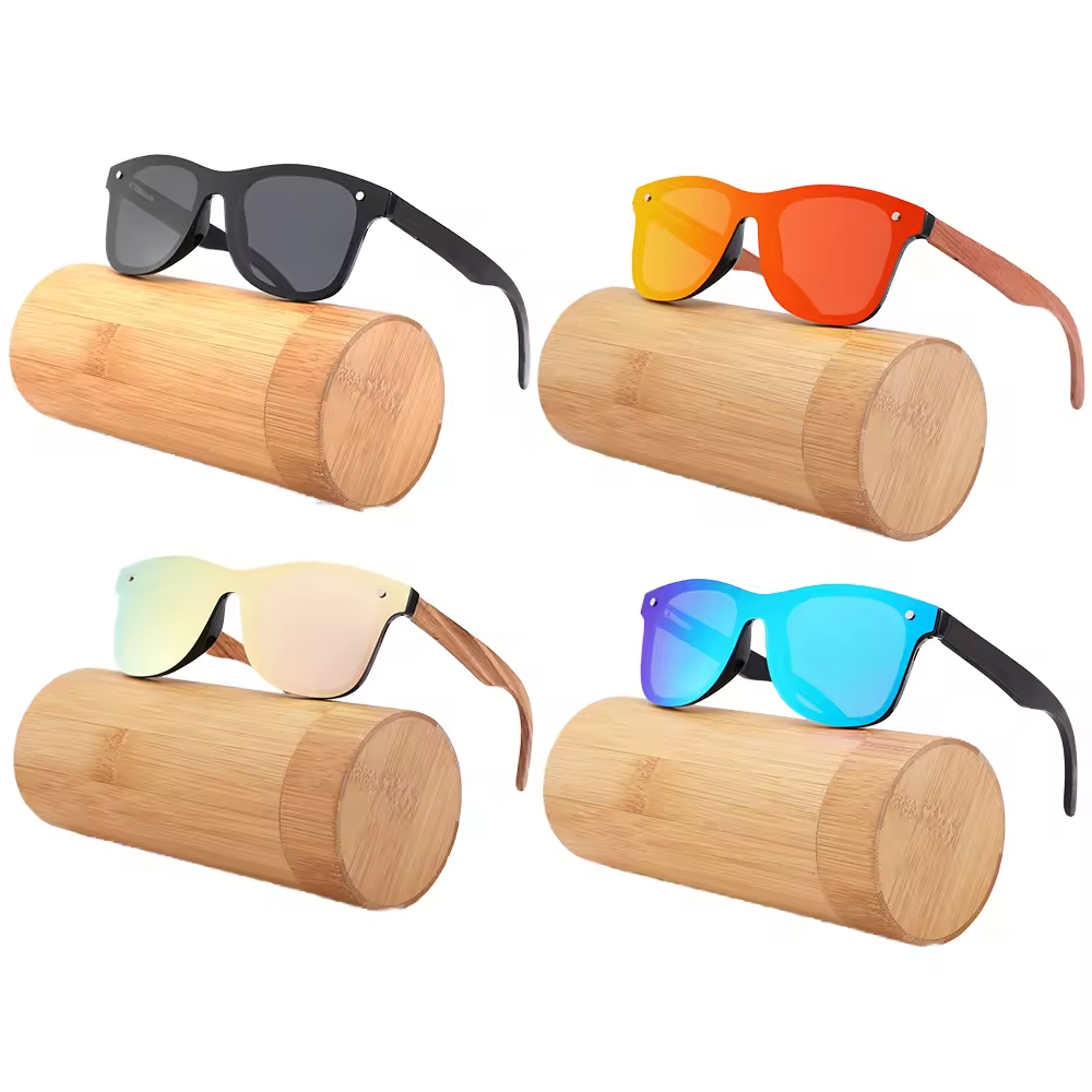 Wholesale manufacturers fashion luxury design sunglasses sculpture custom logo frameless polarized sunglasses wood handmade pure natural wood sho