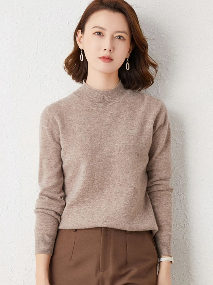 Women Sweater Knitting Pullover Long Sleeve Bottom Shirt Slim Turtleneck Sweaters Autumn Winter Soft Blouse Jumpers 250815