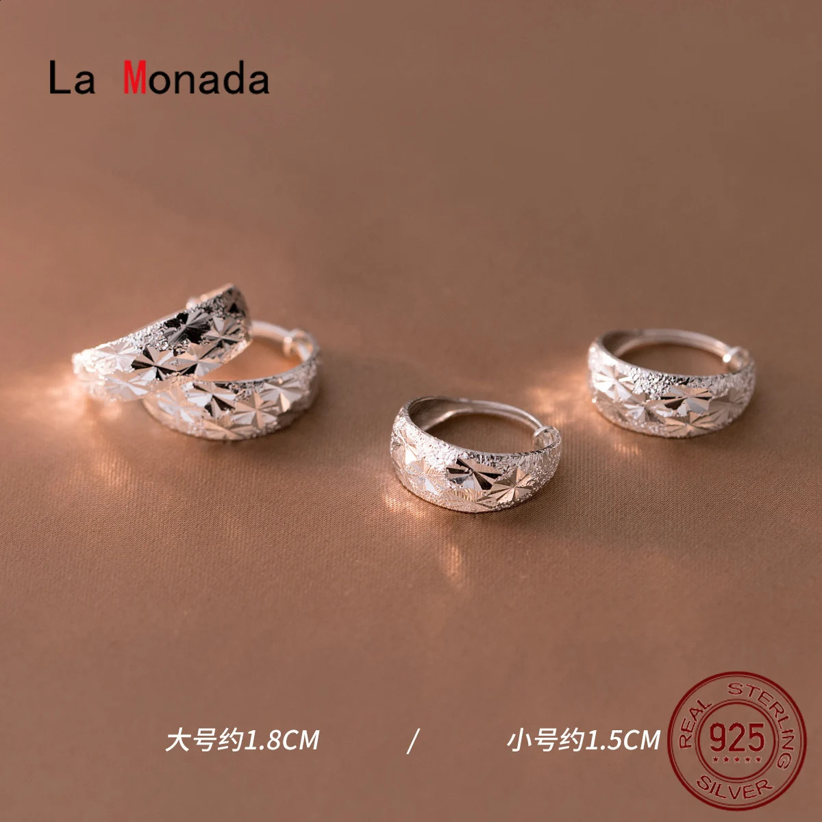 Boucles d'oreilles de cerceau La Monada Gypsophile pour les femmes Silver 999 Boucles d'oreilles femmes brillantes