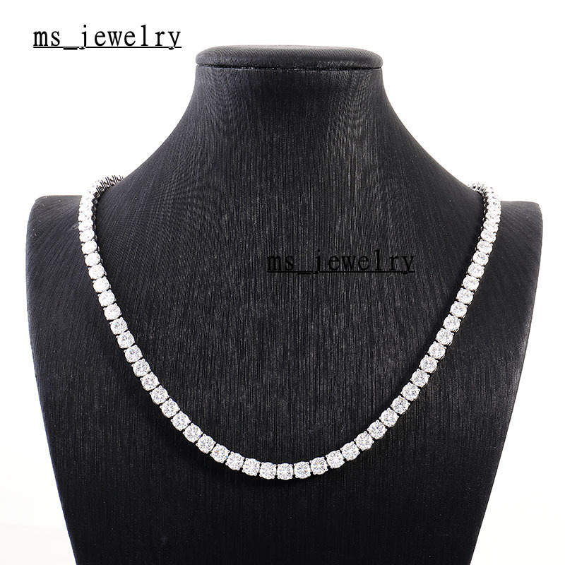 High Quality Fashionable 3mm Silver Plated Hiphop Custom Tennis Jewelry Moissanite Pendant Necklace for Men