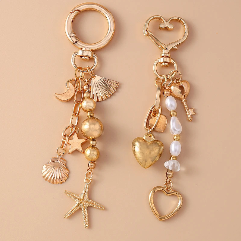 Joli alliage love coeur key chaîne coque étoile de mer les pendentifs pour les femmes pour filles sacs à main décoration bricolage bijoux faits à
