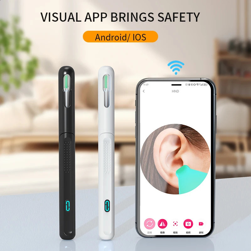Nettoyeur d'oreille visuelle avec des lumières LED de la caméra 4,0 mm Outil de retrait de cire d'oreille Take Video HD Cadeaux d'écoute 250814