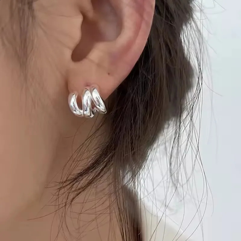 PANJBJ925 Sterling Silver Vintage Gold Cross Lines Earrings For Women Trendy Earring Jewelry Prevent Allergy Party Accessories 250813
