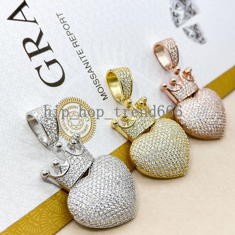 Factory Price Fine Jewelry Moissanite Cute Gold Paw Heart Necklace Custom Women Heart Diamond Pendant
