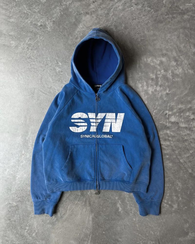 Men's Hoodies Retro Zipper Hooded American Sweatshirt Gothic Letter Print Hoodie Brand Trendy Casual Jacket 2025 Product