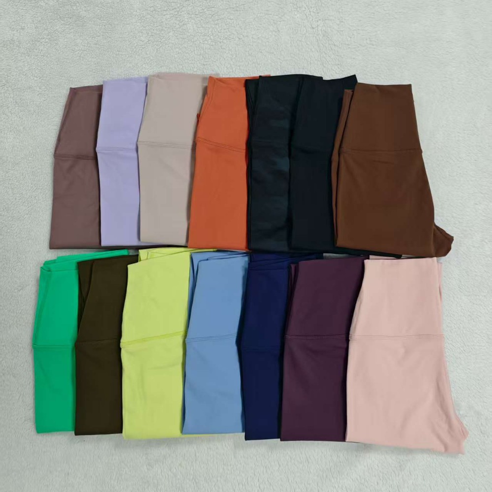 Lycra fabric Women's Solid Color Yoga Pants - High-Waisted Sportswear with Stretch Fabric for Comfortable Workout-image-1055777609
