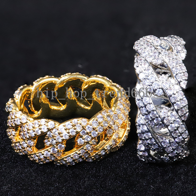 Hiphop Jewelry Diamond Rings 925 Sterling Silver Gold Plated VVS Moissanite Ring Fine Jewelry Rings for Men Women