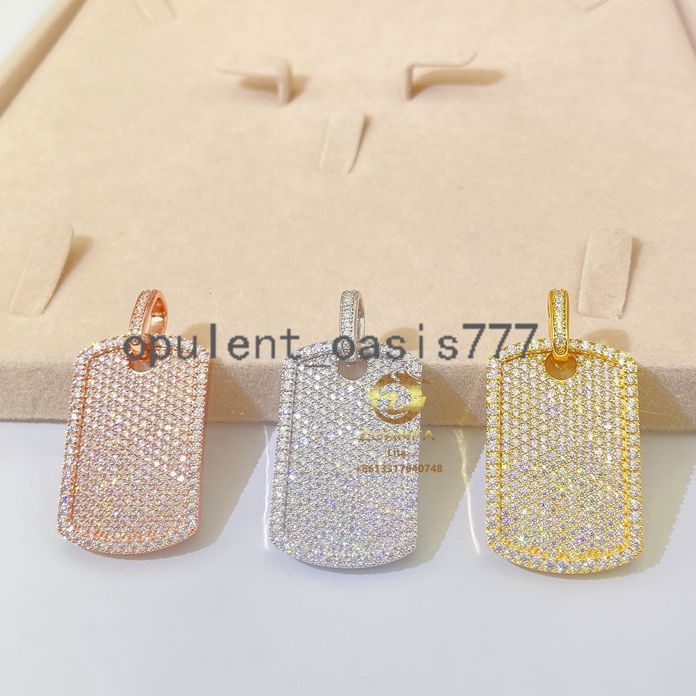 Hot Sale Best Price Fully Iced Out Moissanite Diamond Dog Tag Sterling Silver 925 Pendant