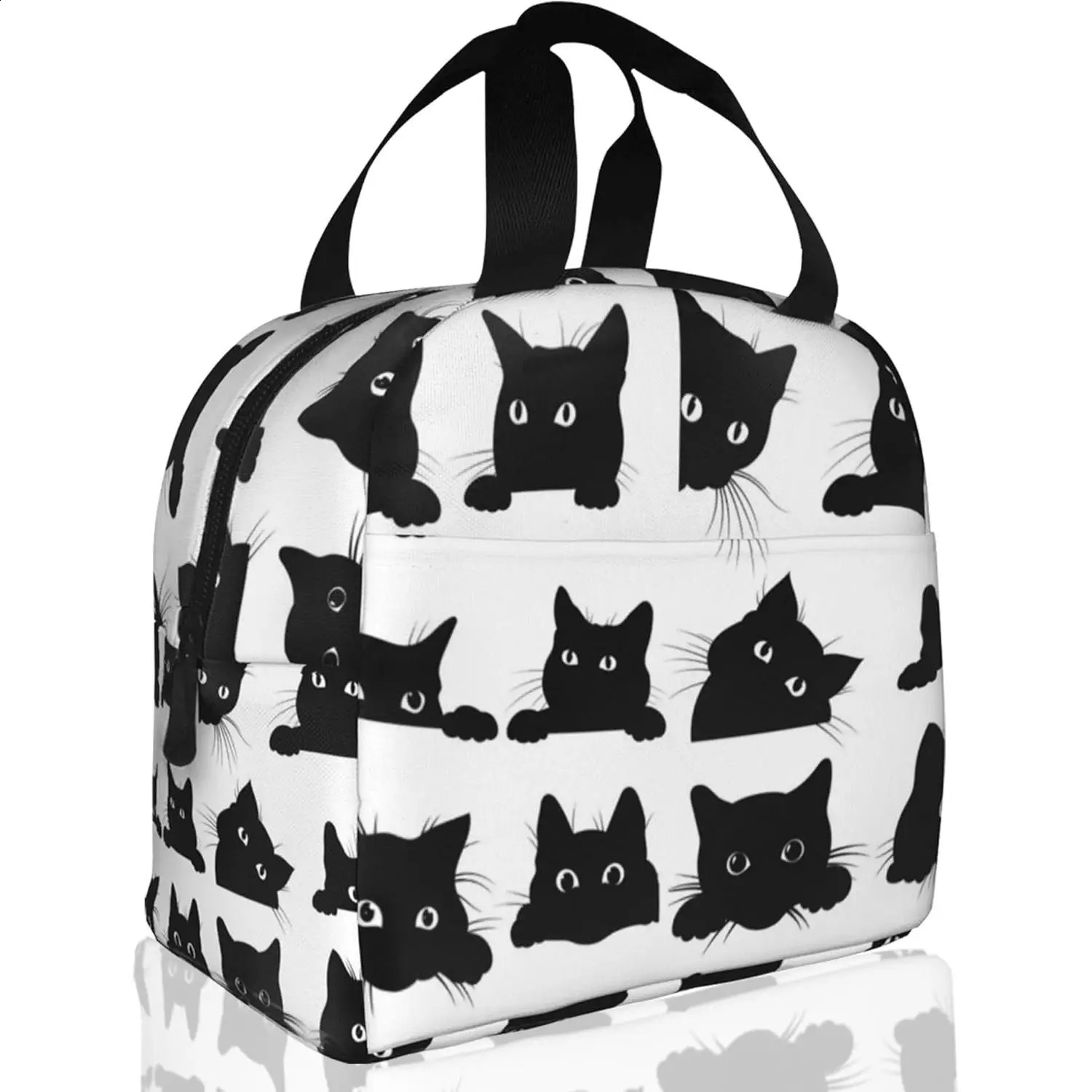 Black Cat Insulated Lunch Bag Reusable Lunch Box Women MenCooler Thermal Meal Tote for Kids School Student Picnic Office Work 250815