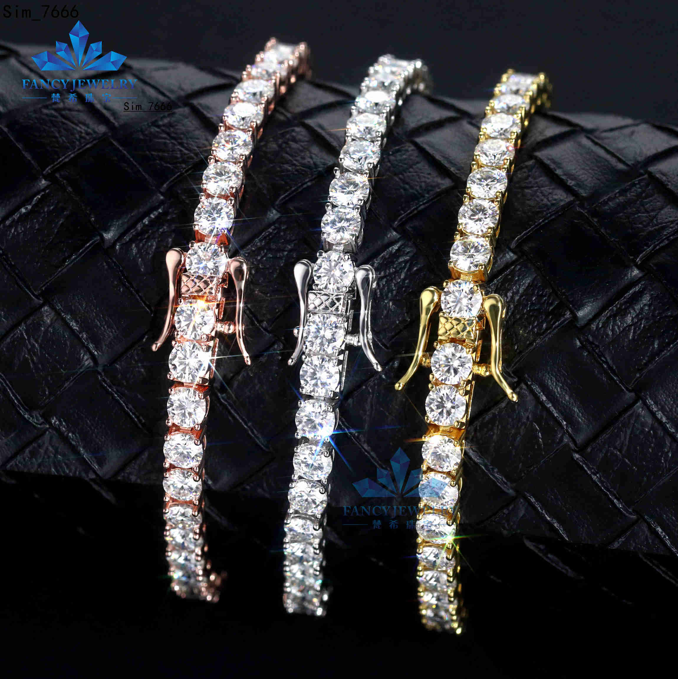 Vérification institutionnelle 100% Lab Grown Diamond 3 mm 4 mm 5 mm def VVS VS 10K Gold Tennis Bracelet Lab Diamond pour femmes hommes
