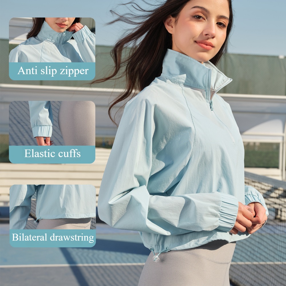 Veste de sport High Neck Design anti-glissement à glissement élastique