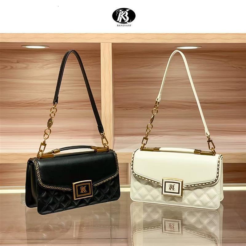 Trendy Guangzhou Shiling High-End Genuine Leather Quilted Chain Handbag Small Square for Women Fashionable Shoulder Crossbody Bag