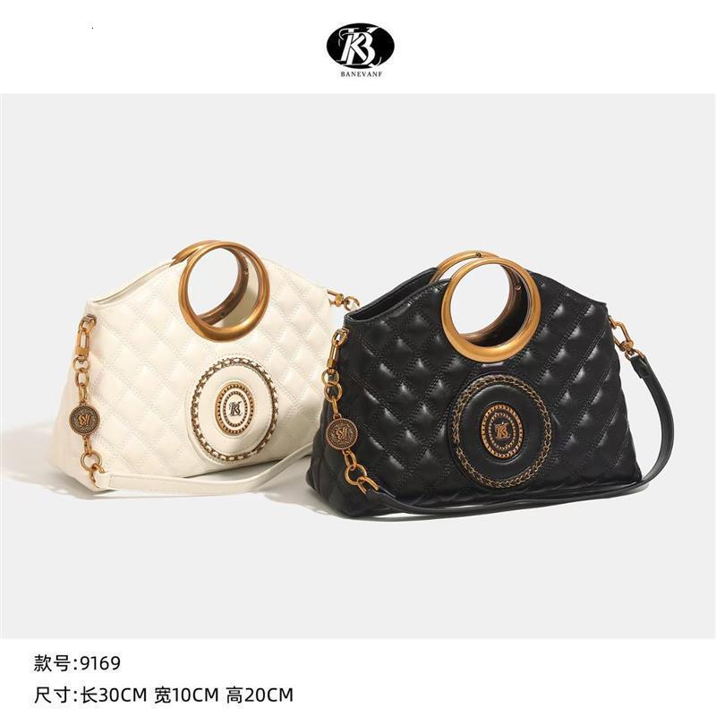 Women's Quilted Chain Tote Fashion Genuine Leather Crossbody Bag New Niche Large Capacity