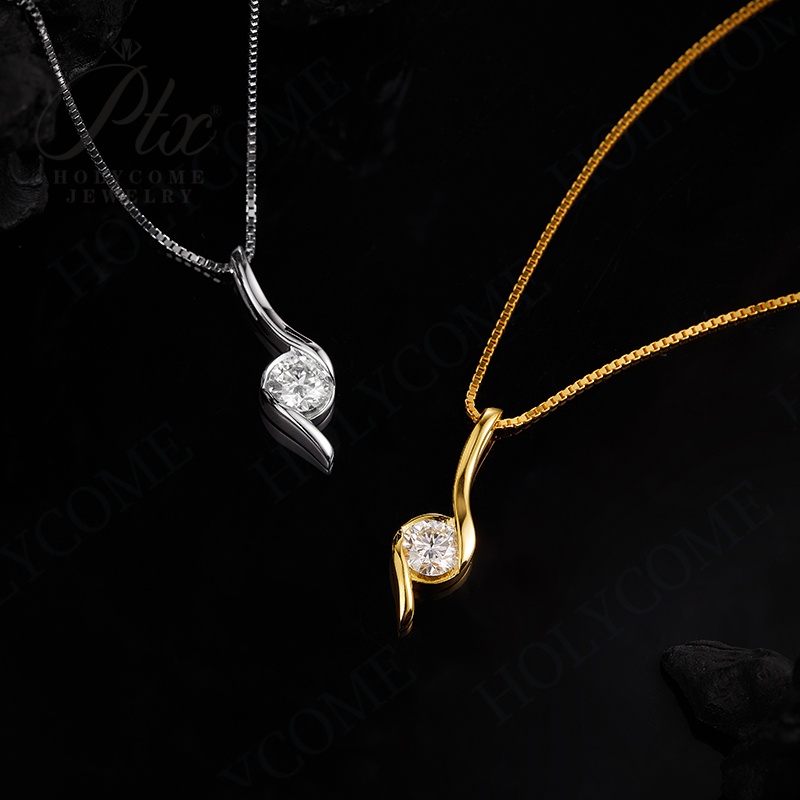 6.5MM Moissanite Necklace Black/D Color Lab Diamond Pendant Sterling Silver 925 GRA Certificate Sparkling Classic for Women Men