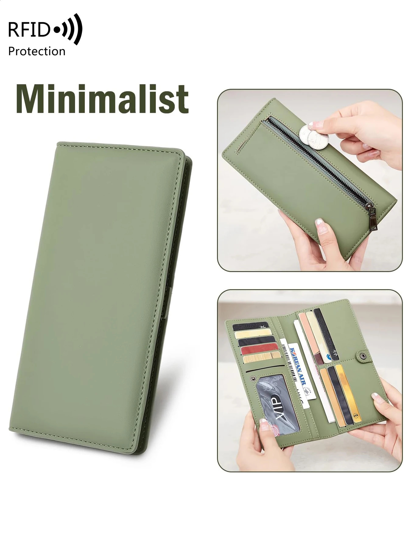 Minimalist RFID ultra-thin womens long walletPUdouble folding wallet multifunctional womens coin credit card bag hand-held bag 250814