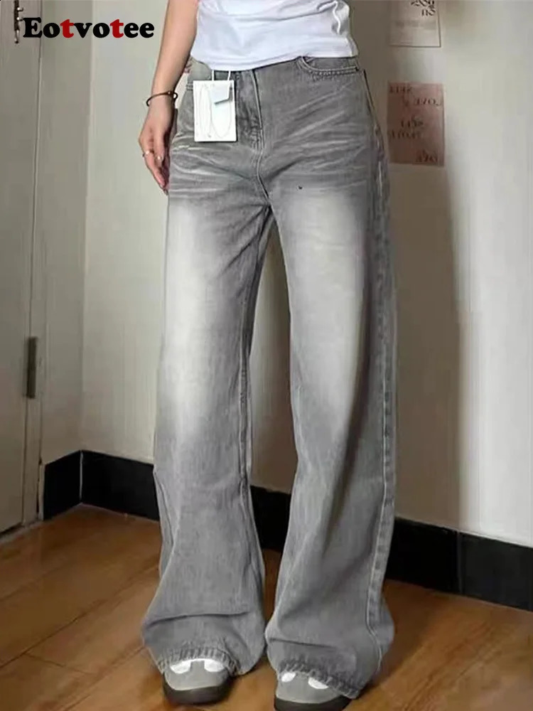 Jean lavé vintage de style américain pour femmes y2k coréen mode haute taille pantalon large jambe jeans consécutifs 250811