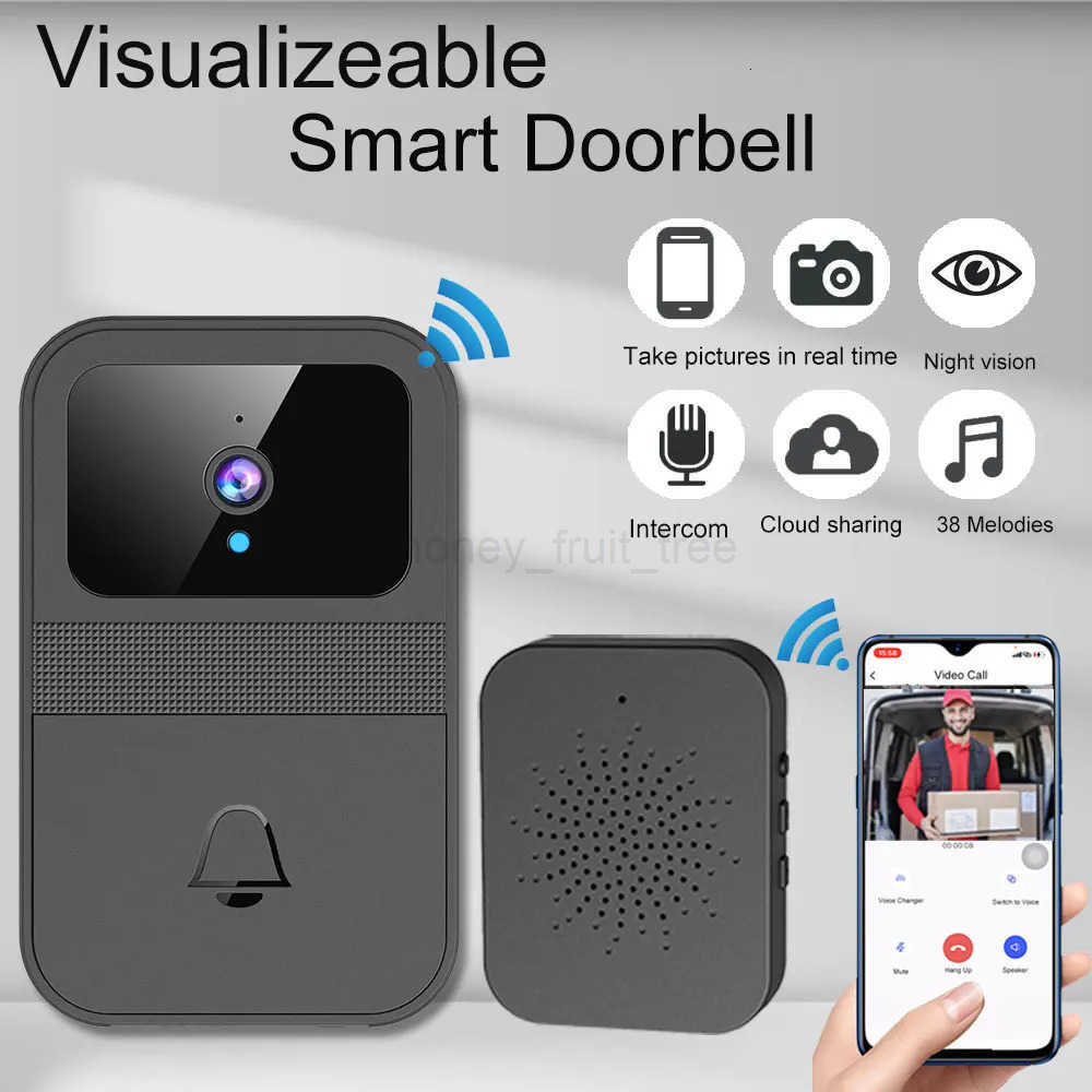 1Set Smart Home Wireless Video Doorbell 2-Way Audio HD Video Doorbell Camera Cloud Storage Night Vision 2.4G WiFi Compatible T250816