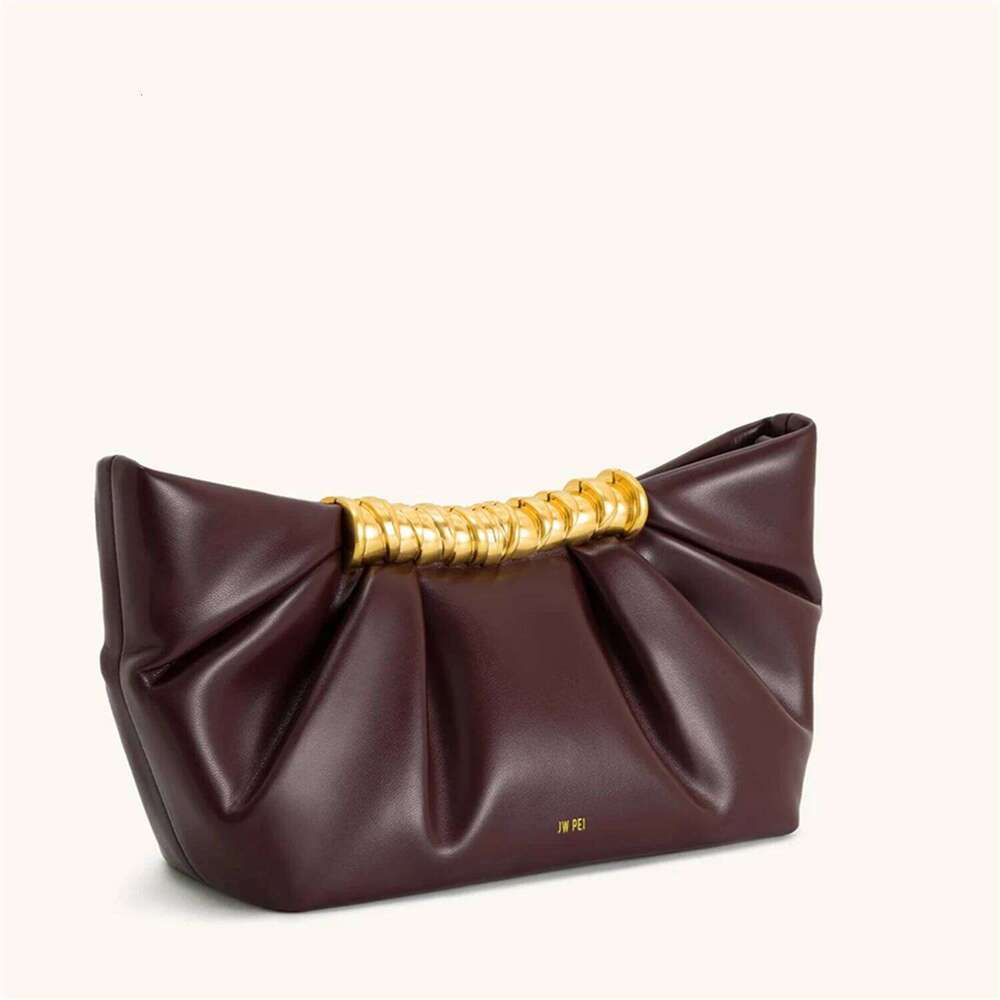 Leia French Style Pleated Shoulder Bag, Mini Metal Chain Crossbody Purse,Elegant Banquet Evening Party Bag, New