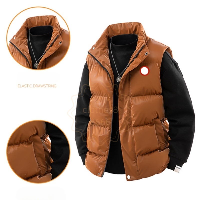 Hommes de la veste de la veste de la veste en bas de gilet hivernure de luxe à fermeture éclair de luxe à la fermeture brillante Broidered Men Mo
