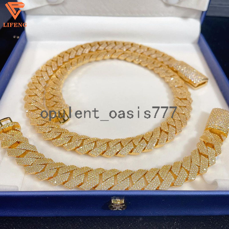 Mens 925 Sterling Silver Cuban Link Chain 20MM Hip Hop Style Iced VVS Moissanite Diamonds Design Necklace