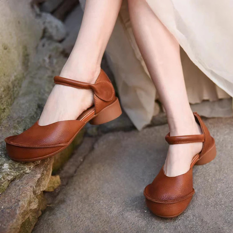 Femmes sandales à talons chaussures épaisses femme élégantes pompes d'été mode Mary Jane chaussures robe Sandalias De Mujer 250815