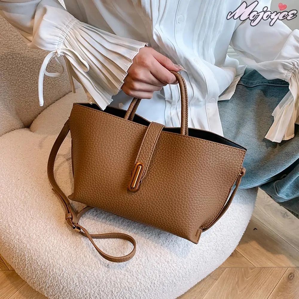 French Unique Womens Shoulder Bag PU Leather Crossbody Bags Tote Handbag Texture Top-Handle Bag Retro Casual Bucket Bags 250815