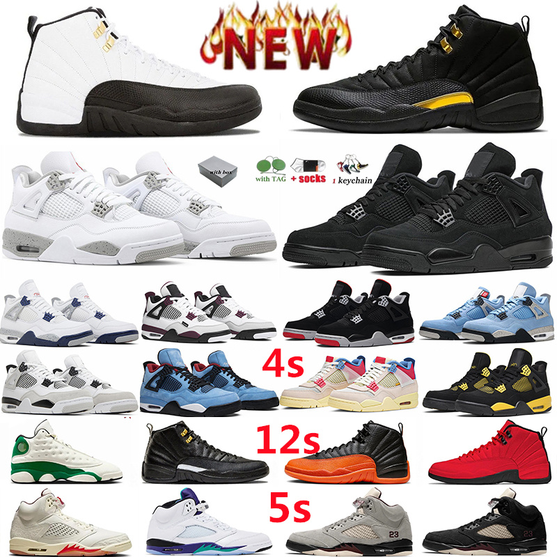 4s 5s Sneakers 12s Basketball Shoes Fashion Grey Sail 4 Military Black Cats Fear White Thunder Bred Mens Platform Men Women Trainers Sports Shoes