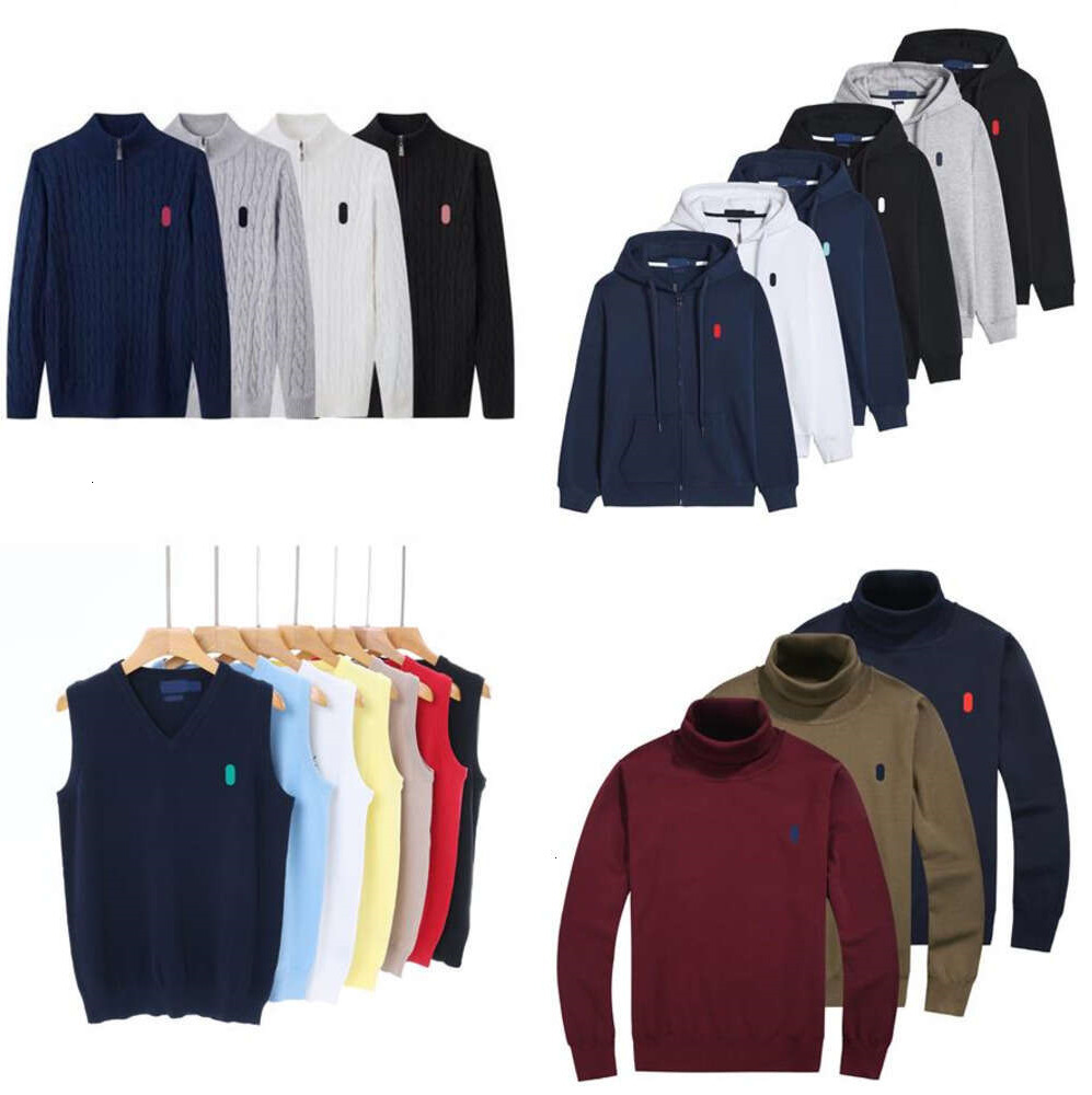 2025 Designer Mens Sweat-shirts Sweats Sweater Polo Men Zip Half Hoodie Knit Loose Horse Vestes pour hommes