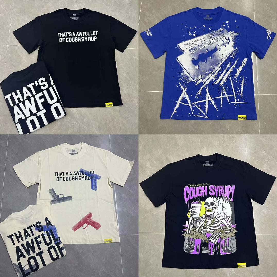 COUGH SYRUP Designer Mens T shirts Printed Graphic T-shirt Cotton Casual Tees Short Sleeve Hip Hop Streetwear-image-906362670
