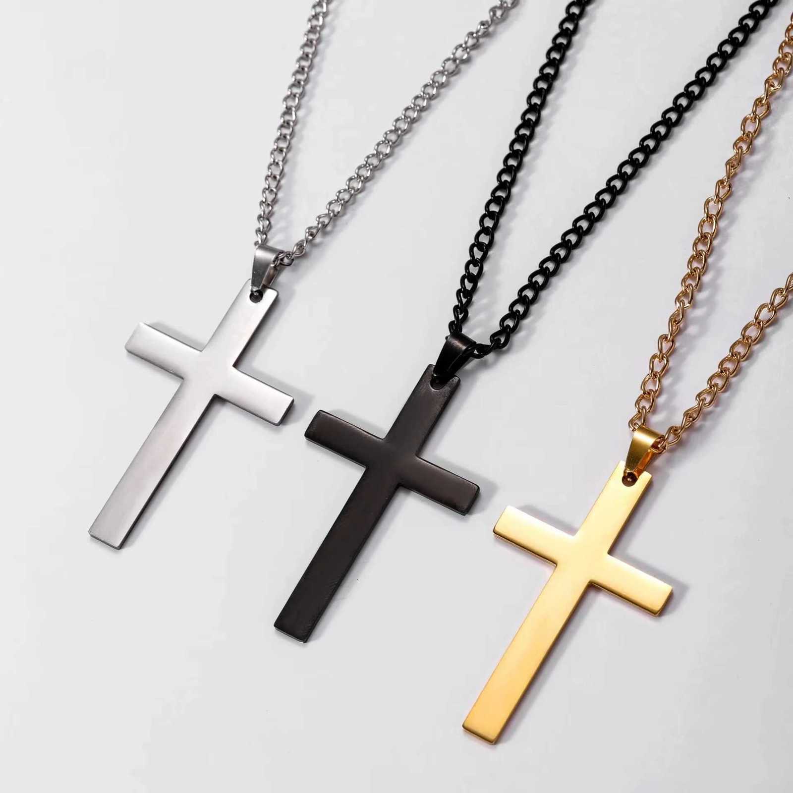Fashion Cross Pendant Necklace Mens and Womens Link Chain Pendant Necklace Cool Boys and Girls Punk Hip Hop Jewelry Gift XJ250816