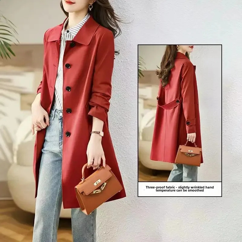 HighEnd Womens MidLength Fashionable Trendy Loose Fit Spring Autumn Style Windbreaker Coat Elegant Slimming Versatile 250805