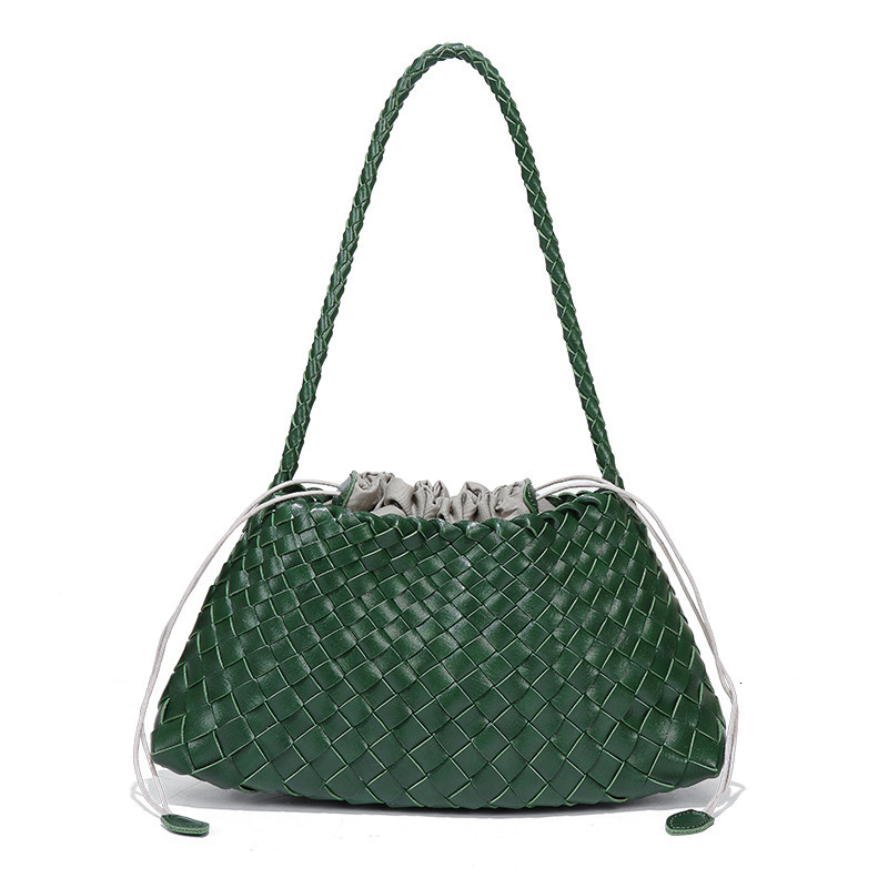 Cowhide Light Luxury Woven Underarm Spring Summer New Handheld Basket Fashion Genuine Leather Single Shoulder Tote Bag