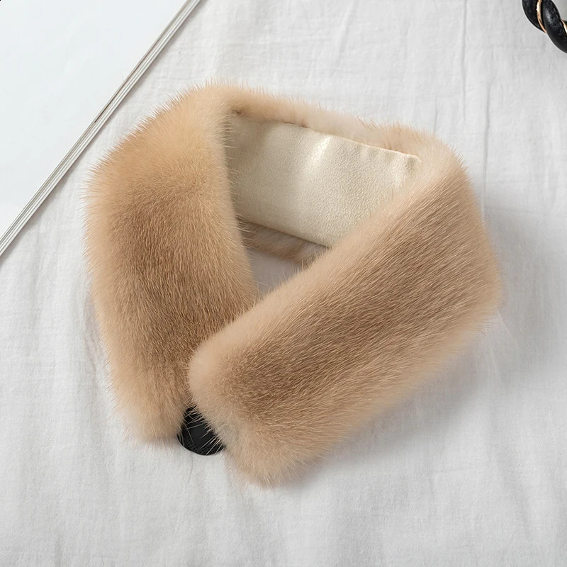 Écharpe de fourrure de vison vrai pour la protection du cou hiver épaissie et écharpe à fourrure de mode chaude pour les femmes authentiques écha