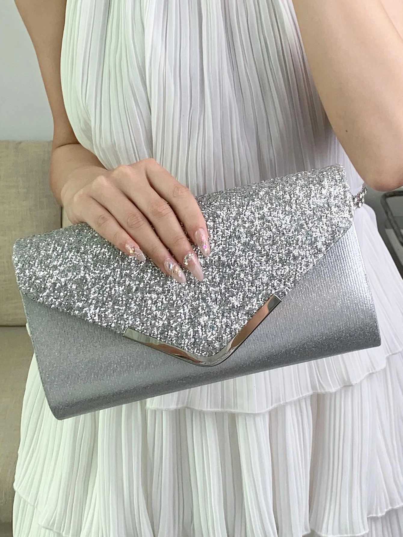 Glitter Bling Shiny Elegant And Fashionable Envelope Clutch Bag Party Wedding Handbag For Women Dinner Bag W250816