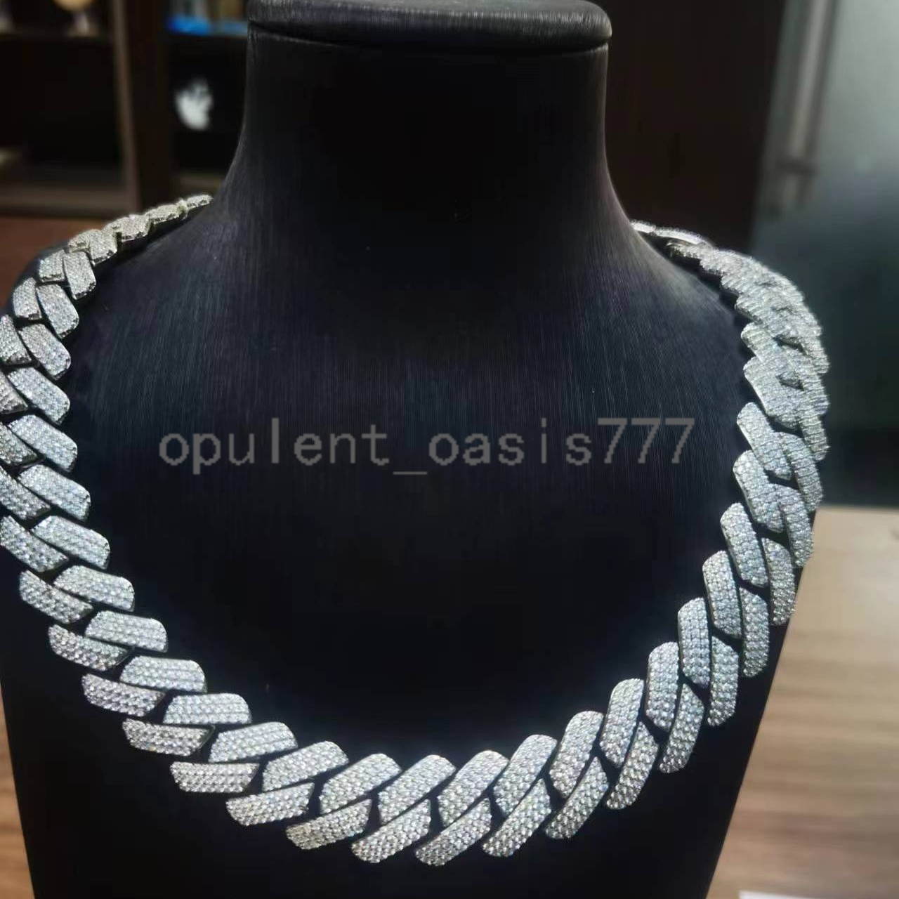 GRA 925 Silver Ice Out 12mm 15mm 18mm 20mm VVS Diamond Cuban Link Chain Mens Moissanite Rapper Hip Hop Chain Cuban Link