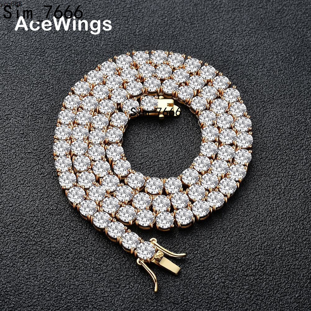 BC019 3 mm 4 mm 5 mm en laiton Moisanite Chaîne de tennis 1 Row Collier Hip Hop Bling Jewelry Gold Silver Moissanite Tennis Chain Collier Iced Ou